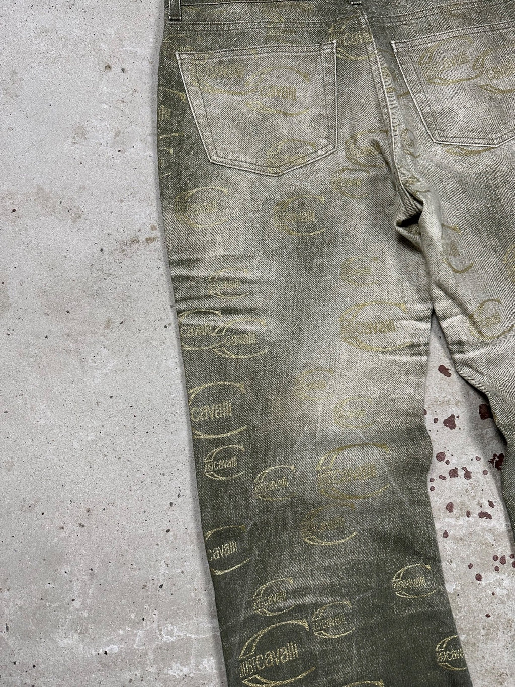 Vintage 2000s Roberto Just Cavalli Monogram Flare Denim Pant Bootcut Print