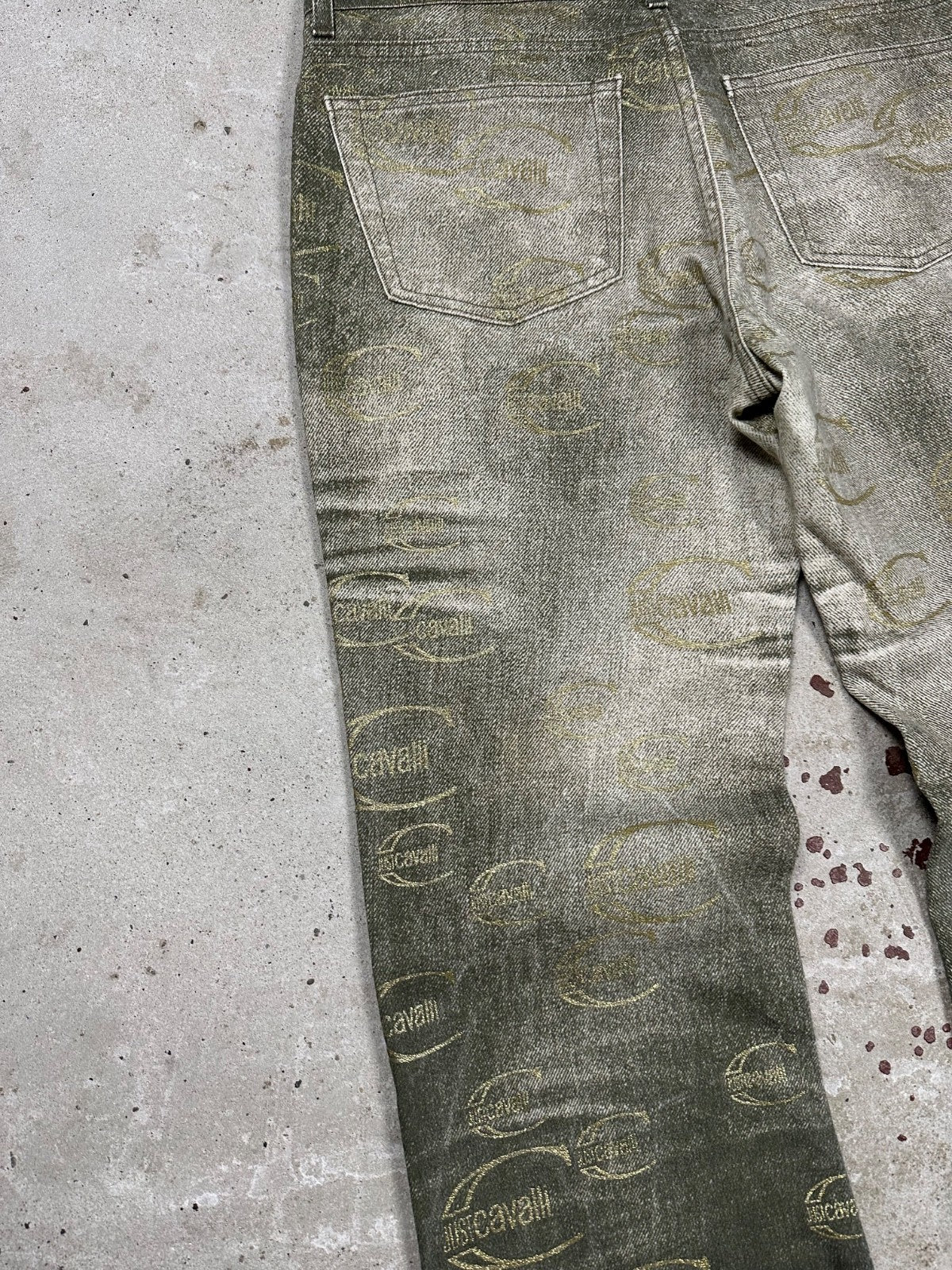 Vintage 2000s Roberto Just Cavalli Monogram Flare Denim Pant Bootcut Print