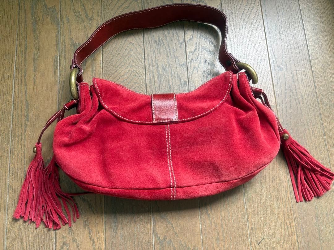 Francesco Biasia Red Suede Shoulder Hobo Bag