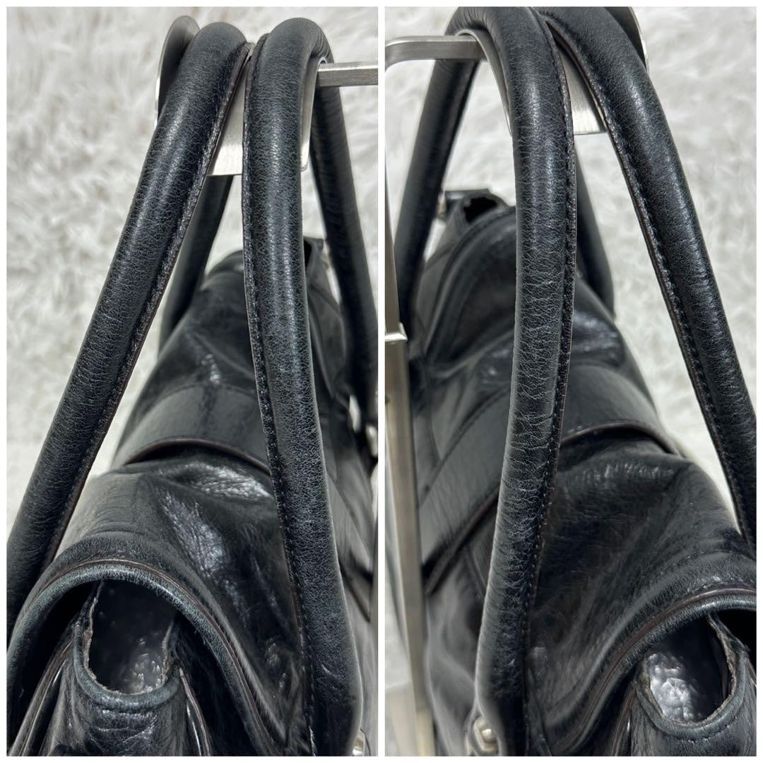 Francesco Biasia Handbag Tote Leather studs Black y2k gimmick grunge vintage