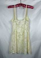 VTG 1997 Victoria's Secret Heart Tag Cream Floral Lace Slip Dress Chemise Medium