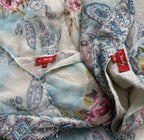 René Derhy Blue Floral Embellished Top and Skirt Set