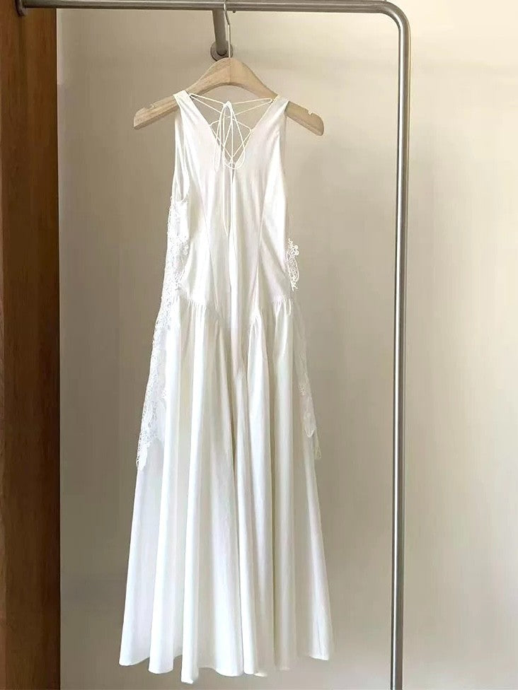 Vintage White Lace Midi Dress Small