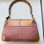 Gucci Jackie Bamboo Shoulder Bag Pink Suede Leather