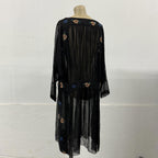 Pristine Vintage Antique 20s Beaded Black Silk Flapper Dress
