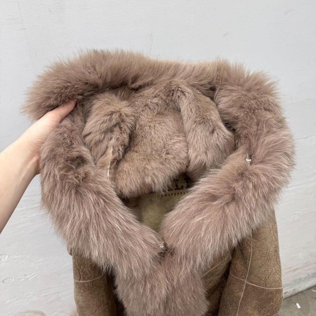 Vintage Deerskin and Fox Fur Trench Coat