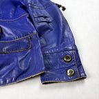 Franco Favori Vintage Real Leather Jacket Small Blue