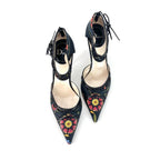 Vintage Dior SS 2002 Floral Print Bow Detail Pointed Toe High Heel Pumps 40.5