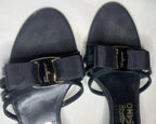 Salvatore Ferragamo Vara Kitten Black Patent Leather Bow Shoes Size 6.5