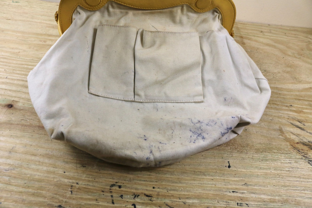 Isabella Fiore Large Yellow Leather Whipstitch Tassel Hobo