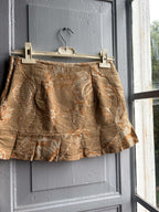 Y2K Brocade Two Piece Set Gold Floral Corset Top and Mini Skirt