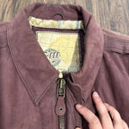 VTG Global Identity GIII Leather Aviator Bomber Jacket Men L Map Lined Purple
