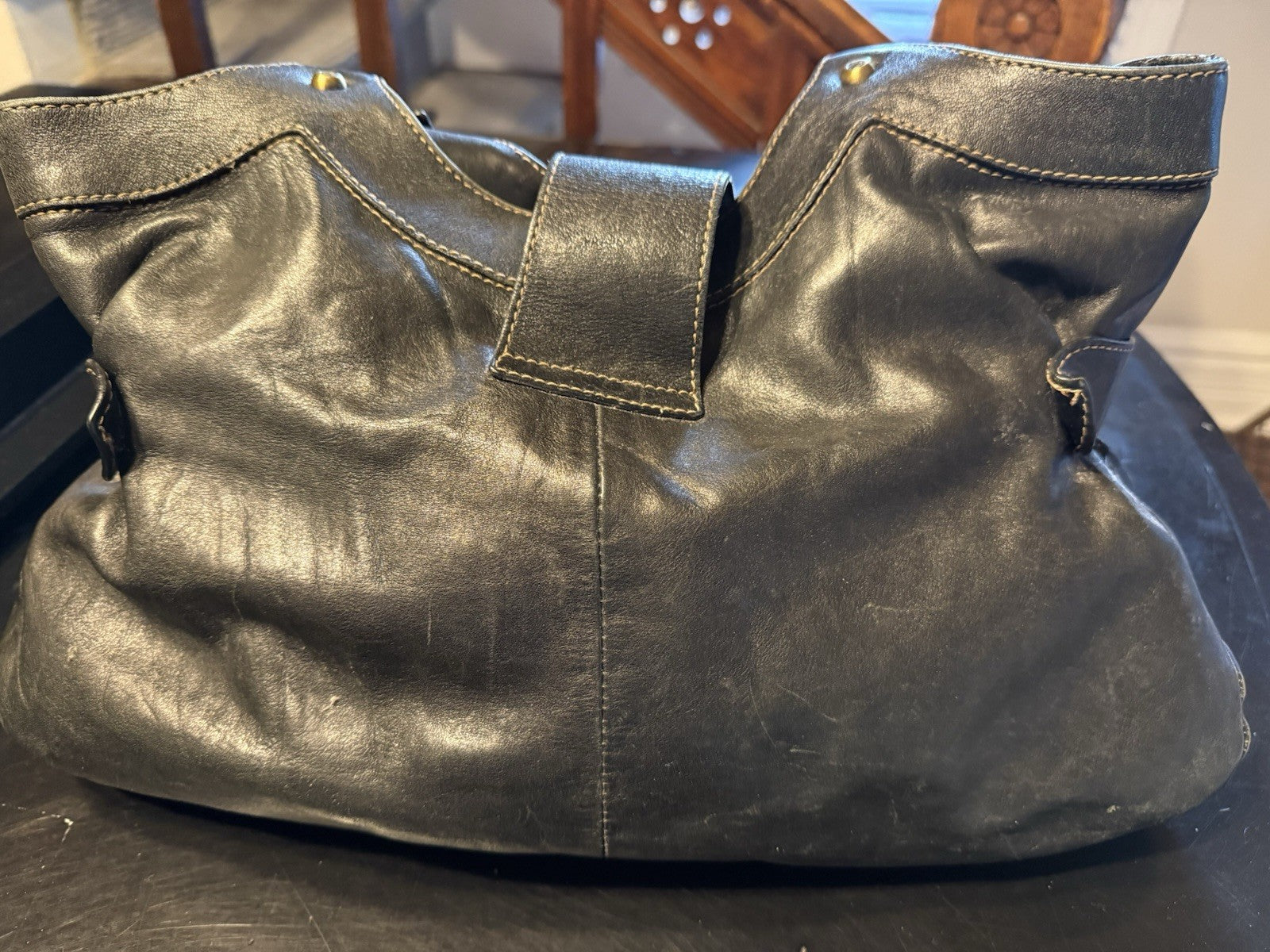 Francesco Biasia Studded Leather Hobo Satchel