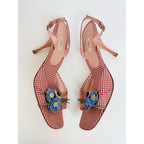 Vintage Prada 2000's Gingham Floral Slingback Heels