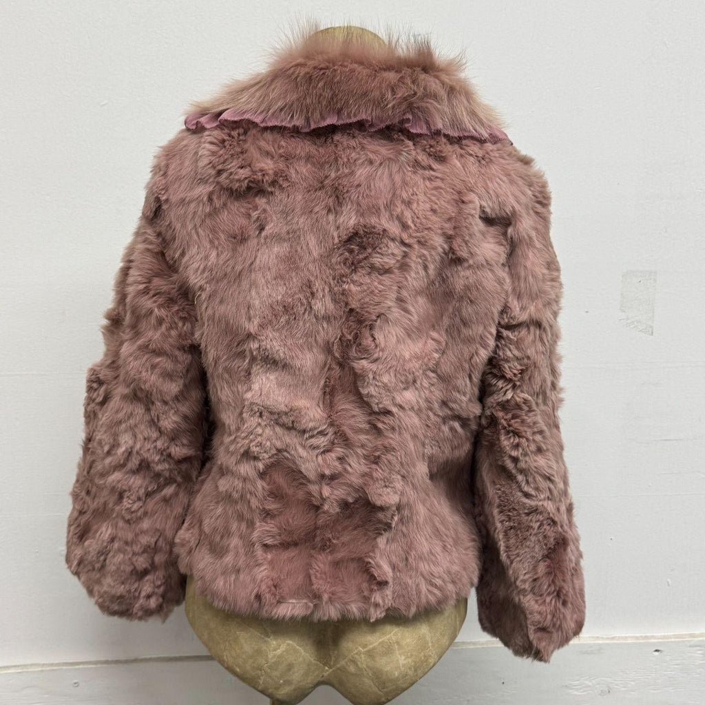 Vintage Y2K Pastel Pink Purple Rabbit & Fox Fur Y2K Jacket Coat