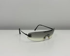 Vintage Authentic Chanel Shield Sunglasses 4078-B Gradient Lens Black Frames