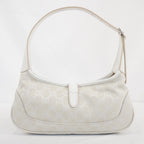 Gucci Jackie Slim Medium Shoulder Bag In Ivory GG Canvas W/ White Leather Trim