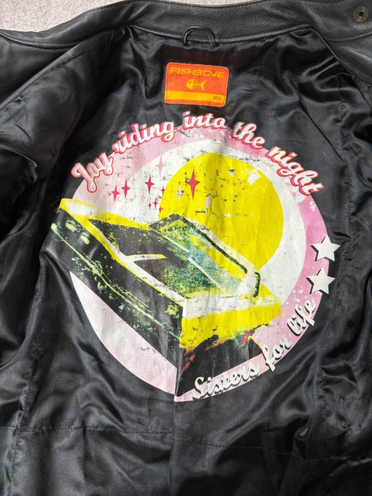 VTG Yohji Yamamoto Style Streetwear Racing Cropped Leather Jacket Fishbone