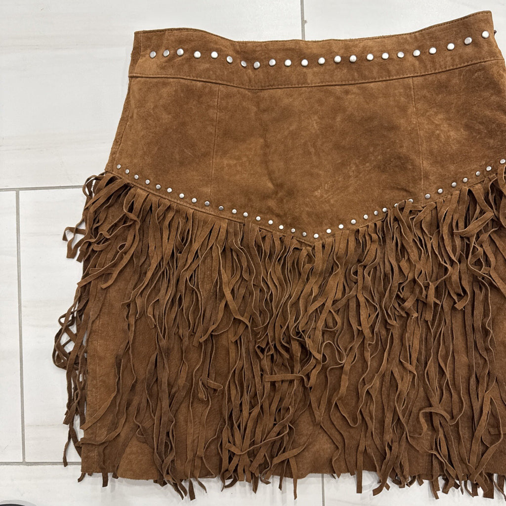 Vintage Bagatelle Skirt Brown Suede Leather studded Size S