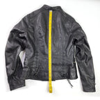 Excelled Leather Jacket Women’s Small Black Leather Short Biker Moto Lace Up