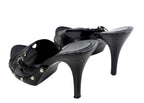 Dior Quilted Patent Leather High Heel Sandal Mules Black Size 36.5