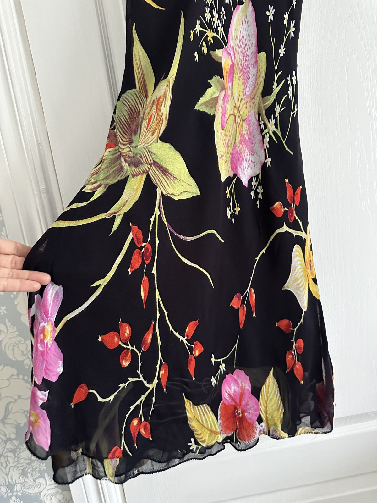 René Derhy Y2K Floral Spider Back Midi Dress