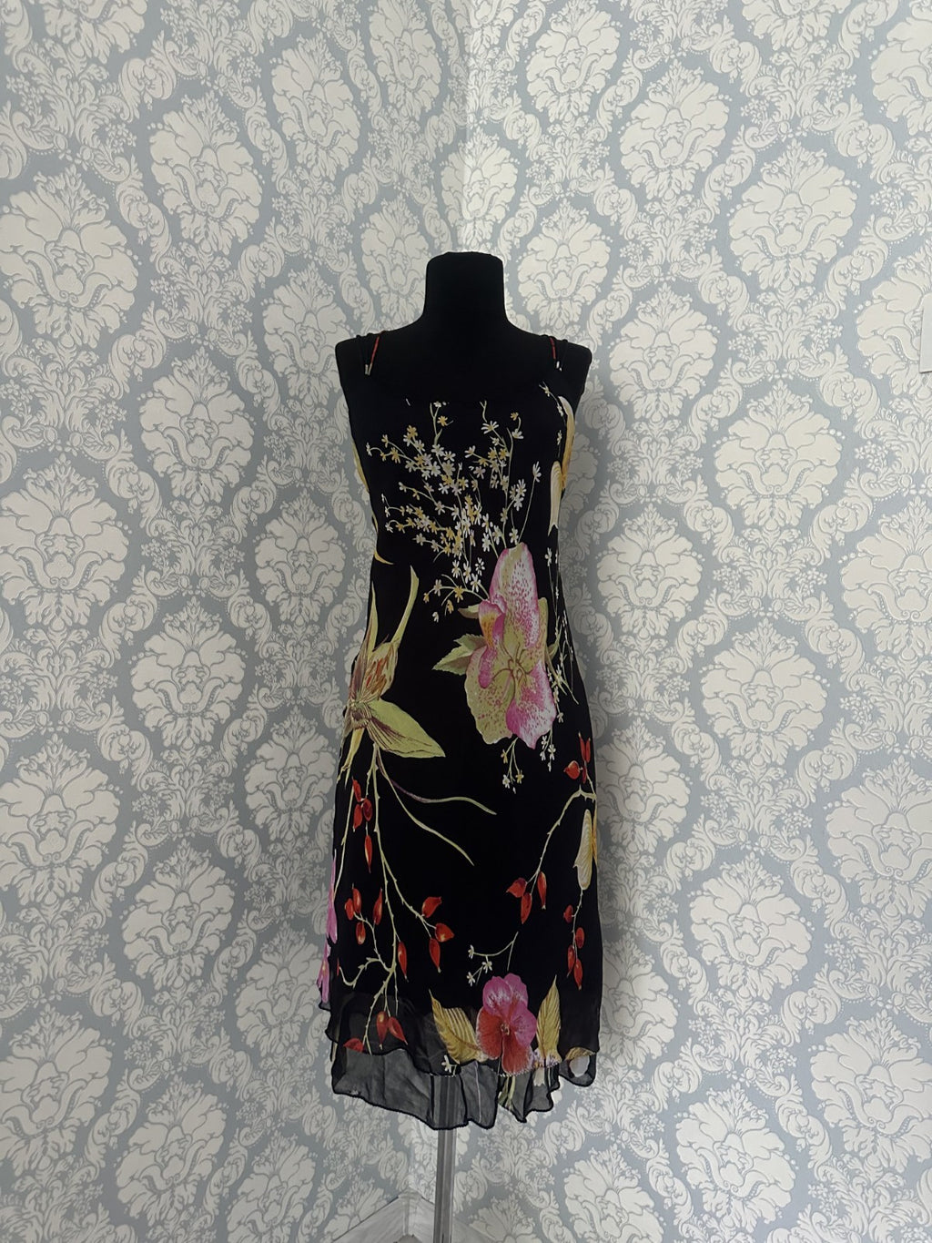 René Derhy Y2K Floral Spider Back Midi Dress