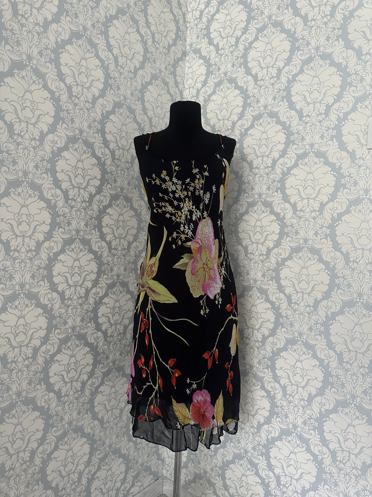 René Derhy Y2K Floral Spider Back Midi Dress