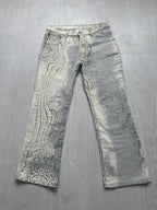 Rare Roberto Cavalli Y2K Crocodile Print Sand Pants Vintage Italy Runway Vibe