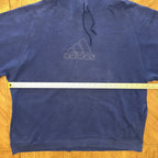Vintage Adidas Hoodie Sz Large Center Logo Spellout Navy Embroidered Distressed