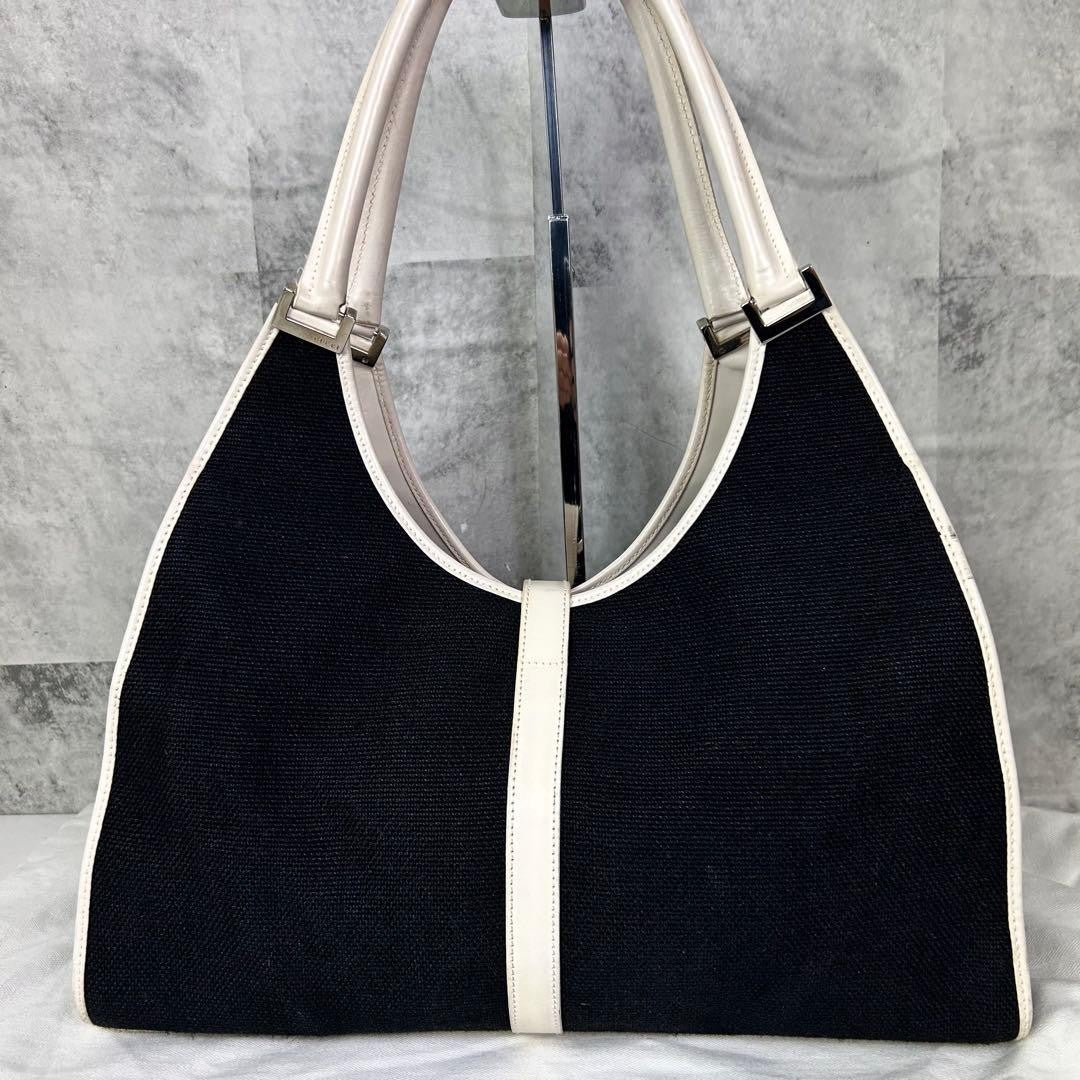 Gucci Jackie Shoulder Bag GG Canvas Leather Black
