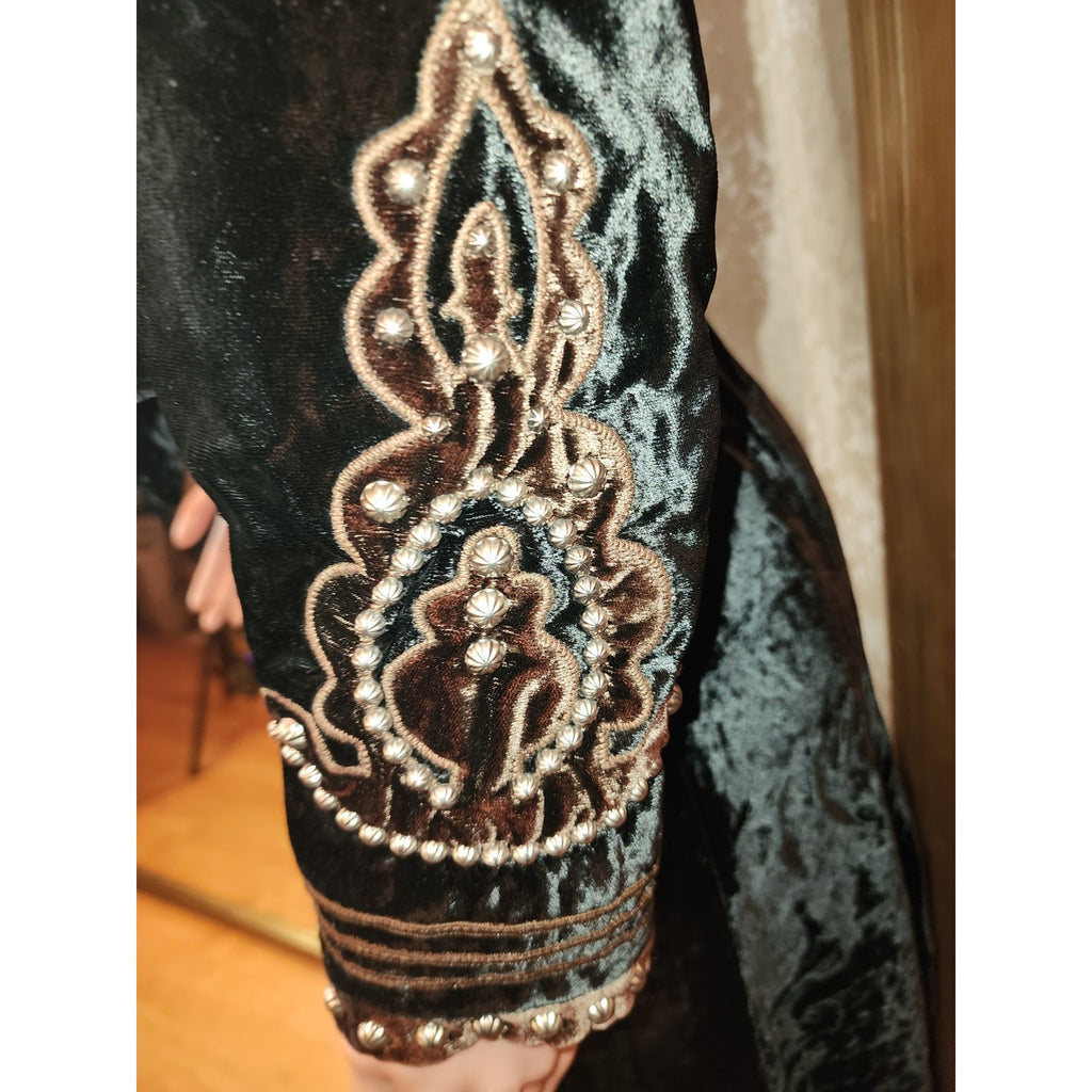 Double D Ranchwear Velvet Studded Skirt Set Black Brown XS/S