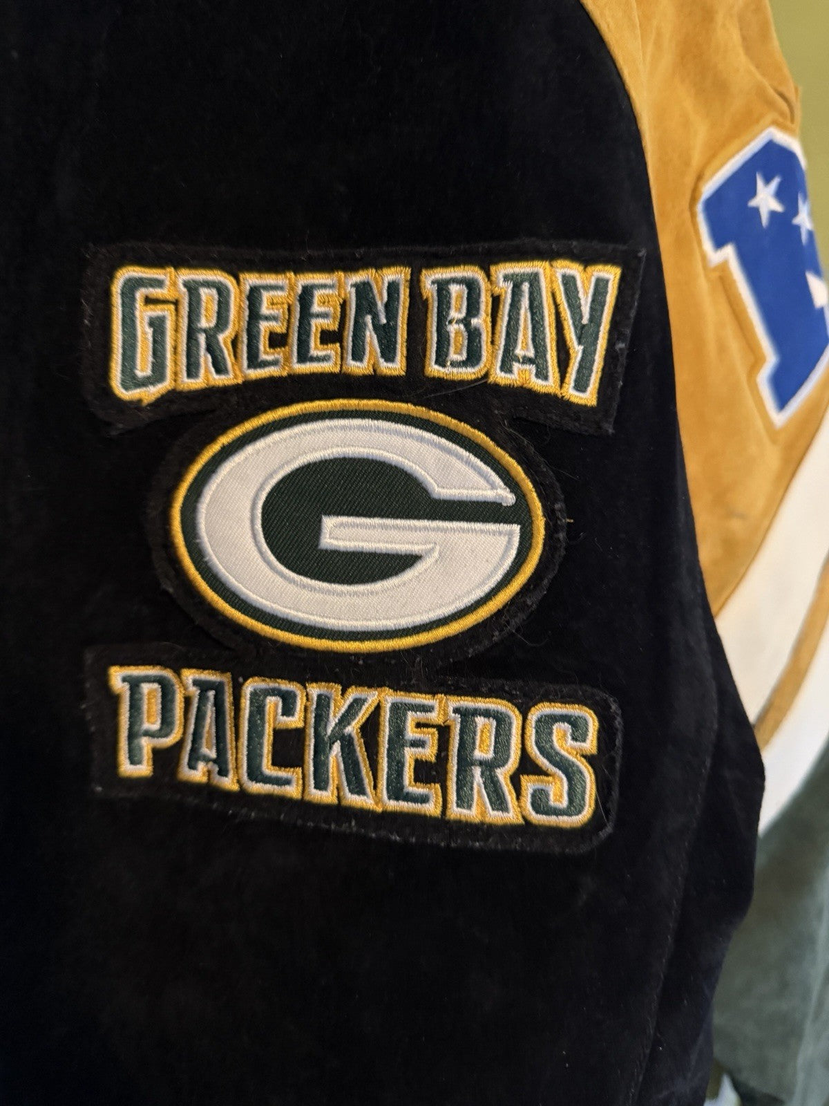 Vintage Green Bay Packers Leather Suede Jacket Large