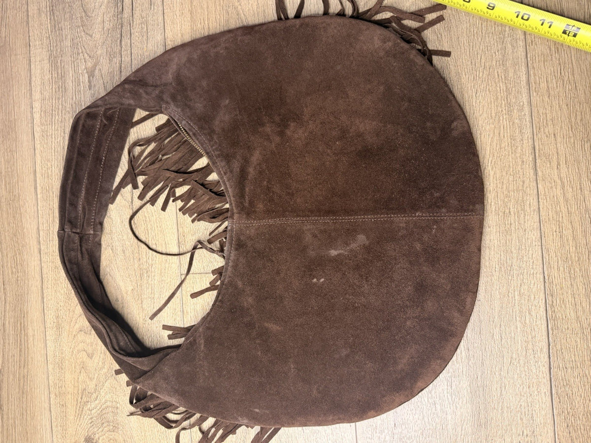 Bulga Hobo Fringe Studded Brown Leather Bag