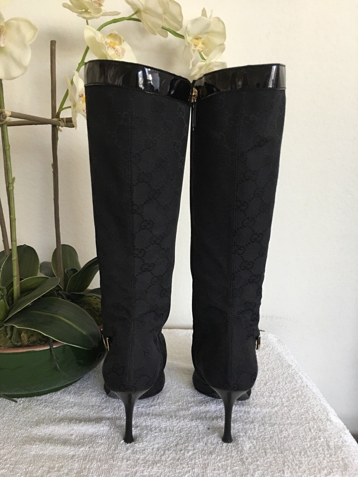 Gucci Black Canvas Boot Size 5.5