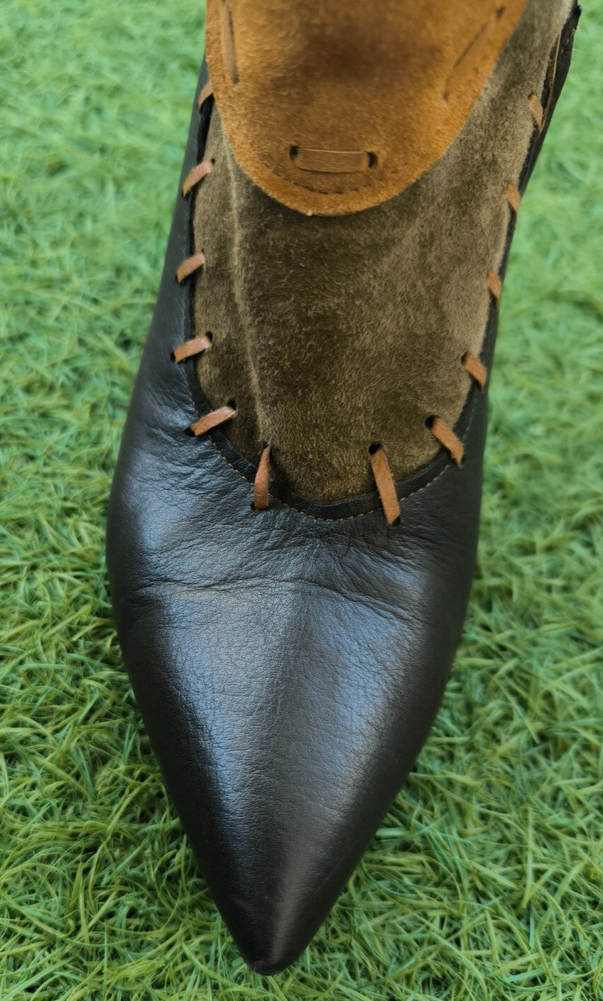 Roberto Cavalli Y2K Leather & Suede Patchwork Boots Size 39.5