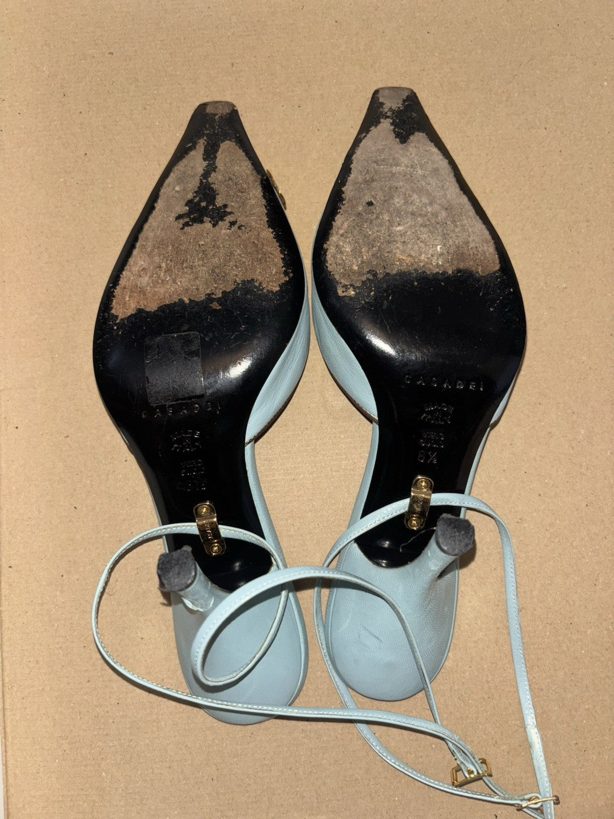 Casadei Vintage Two-Tone Chain-Link Cap-Toe Slingback Pumps