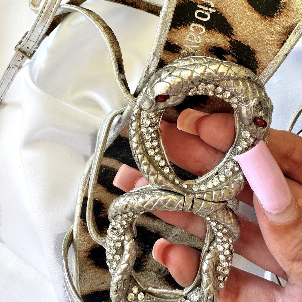 Vintage 2000’s Roberto Cavalli Snake Silver Heels