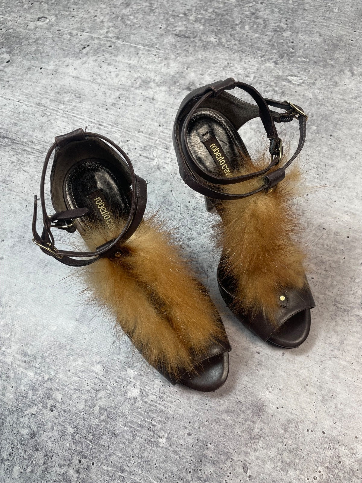 Roberto Cavalli 2000s Brown Fur High Heels