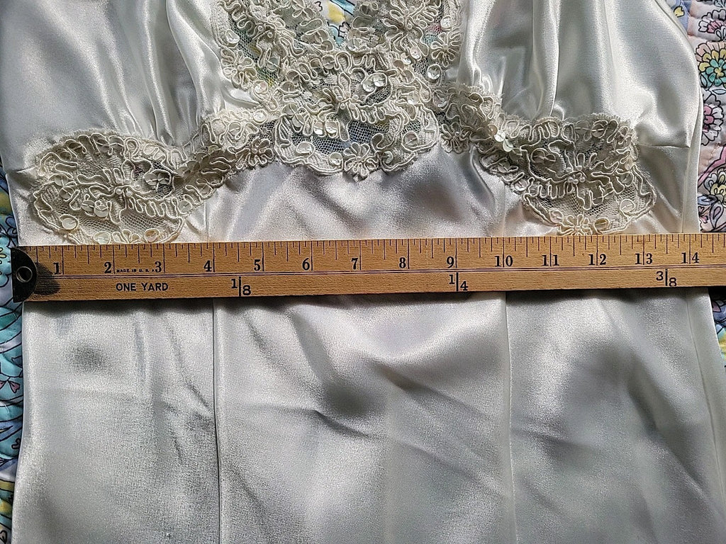 Vintage Victorias Secret Ivory Slip Dress Womens Size M Sequins Lace Bridal Y2K