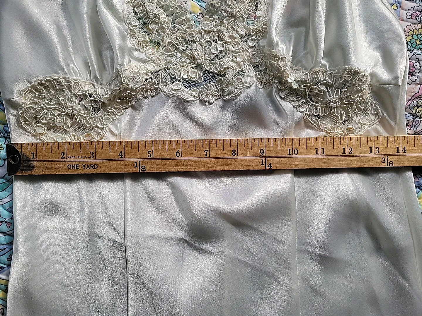 Vintage Victorias Secret Ivory Slip Dress Womens Size M Sequins Lace Bridal Y2K
