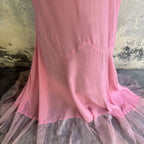 Vintage Late 1920s Early 1930s Bubblegum Pink Silk Chiffon Dress Sheer Ruffle