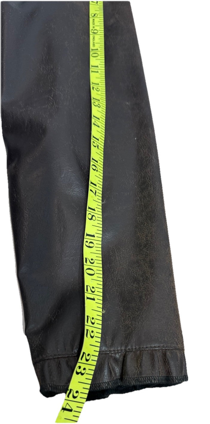 Vintage Women’s Faux Leather Jacket scalloped trim waist length fitted 2 Pockets