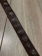 Vintage Gucci Belt Crest Patent Leather Monogram Brown Y2K Rare