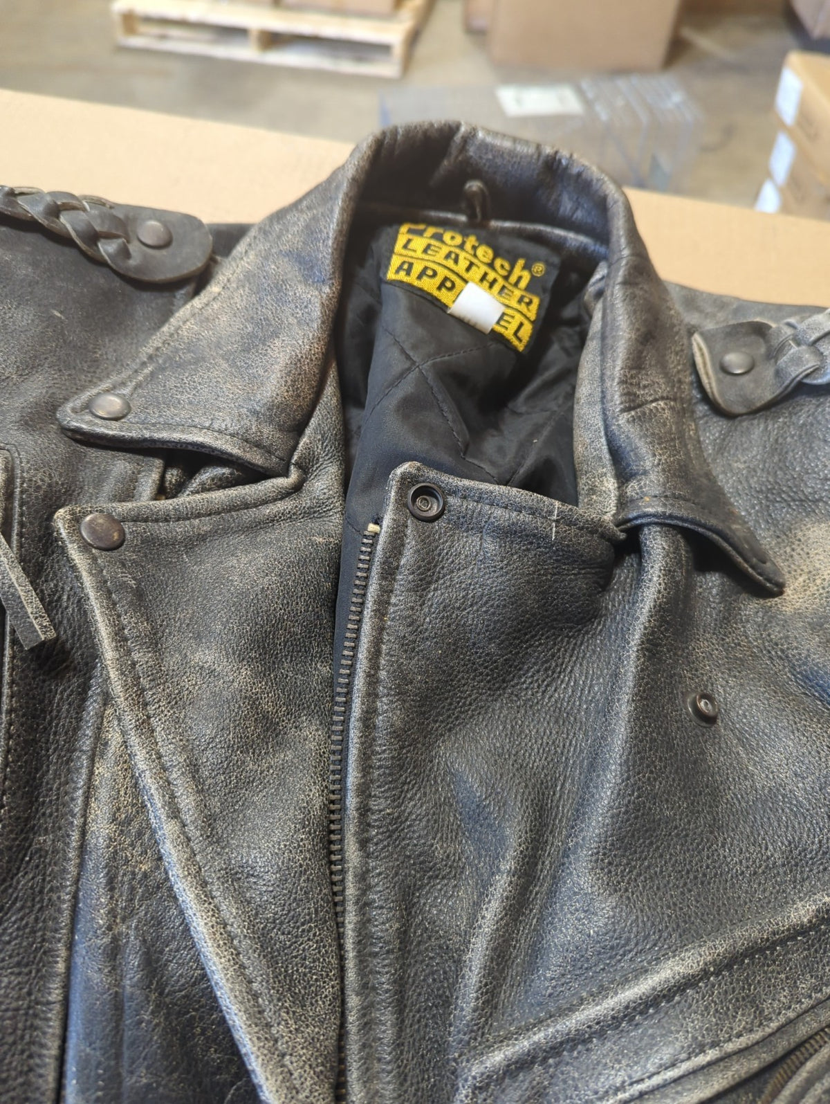 Protech Leather Apparel Biker Jacket Black Size 40