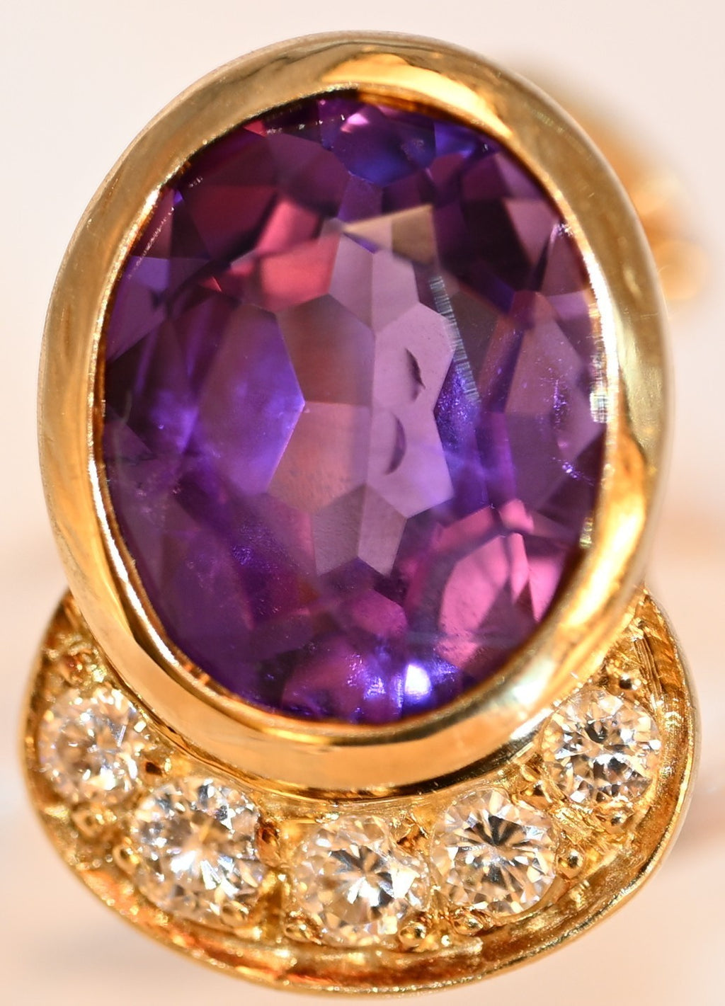 18k Gold vintage earrings Diamonds, Amethyst, Stunning, impressive, w/ appraisal