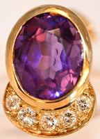 18k Gold vintage earrings Diamonds, Amethyst, Stunning, impressive, w/ appraisal