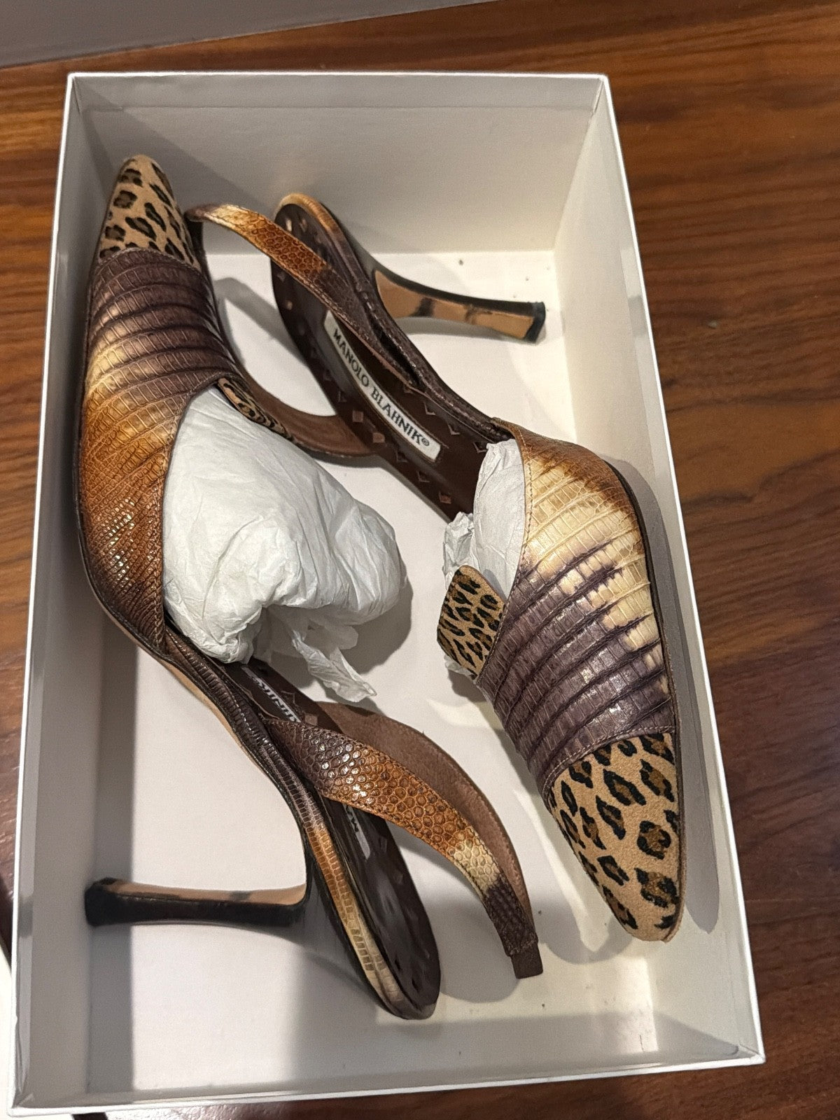 Manolo Blahnik Plotesti Leopard Print Heels Size 38