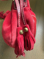 Francesco Biasia Red Suede Shoulder Hobo Bag