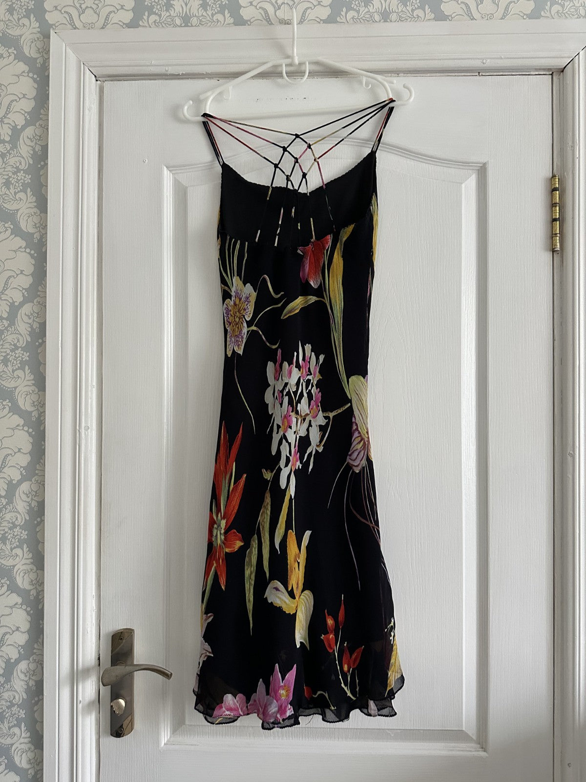 René Derhy Y2K Floral Spider Back Midi Dress